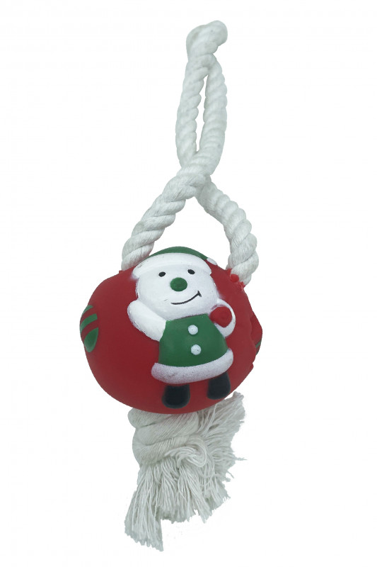 balle vinyle Noël avec corde 30 cm