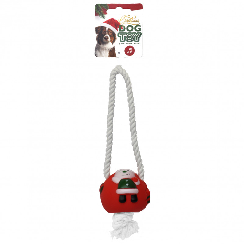 balle vinyle Noël avec corde 30 cm
