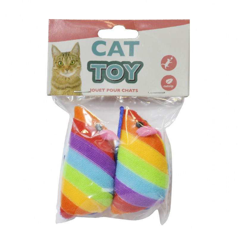set de 2 souris rainbow avec catnip