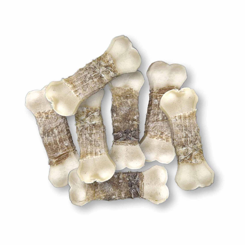 7 x OS PRESSÉ BLANC ENROBÉ DE PEAU DE POISSON 7,5 CM