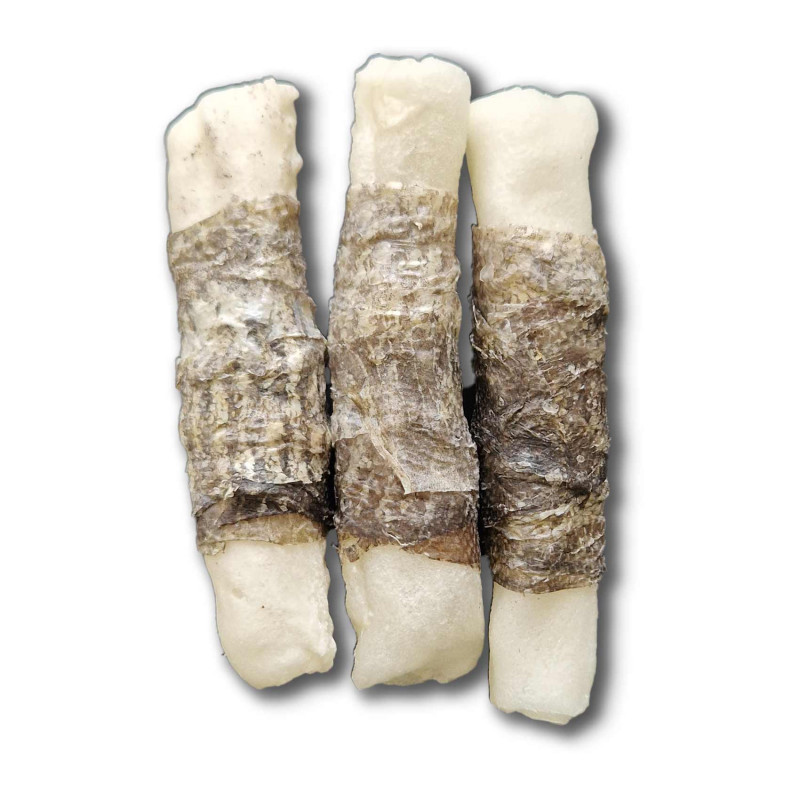 3 x ROULEAU SOUFFLÉ BLANC ENROBÉ DE PEAU DE POISSON 10-11 CM