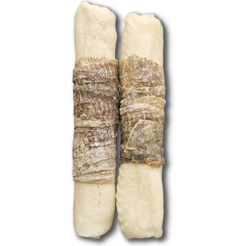 2 x ROULEAU SOUFFLÉ BLANC ENROBÉ DE PEAU DE POISSON 20-21 CM