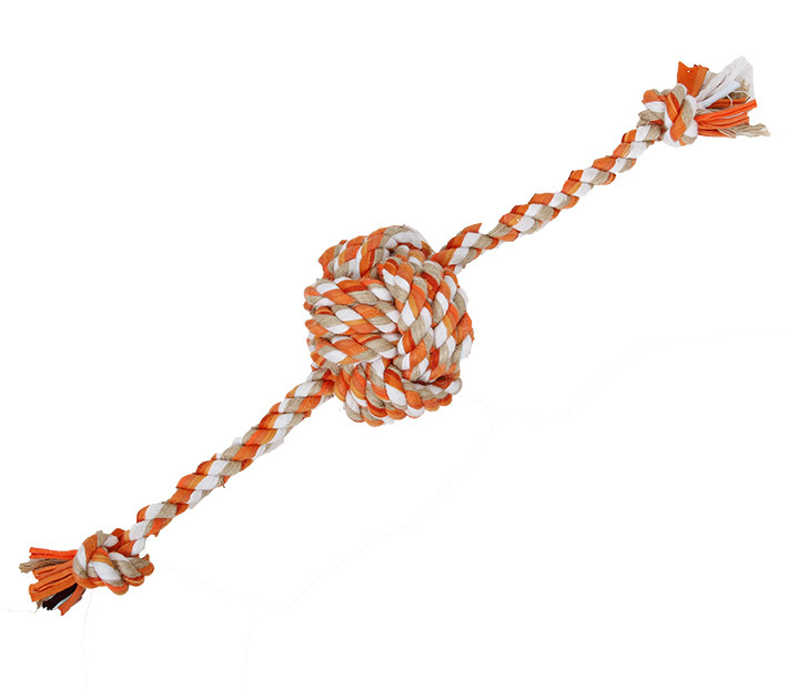 Balle colorée en jute et coton avec corde à noeuds
