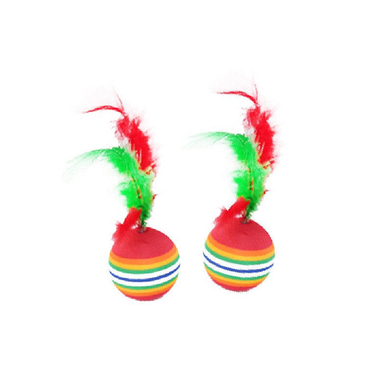 set de 2 balles rainbow avec plumes